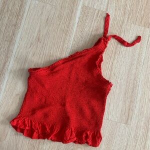 Women’s One-Shoulder Red Peplum Top, size S